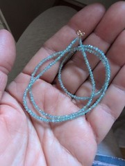 17″ 2.5 mm faceted aquamarine necklace with 14 k gold clasp