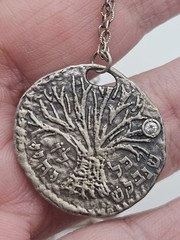 Vintage Judaica One Of A Kind Sterling Silver Tree Hebrew Pendant Necklace