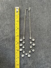 Vintage Rhinestone Necklace Choker Signed Gale Silver Tone 1950s 1960s Glows!