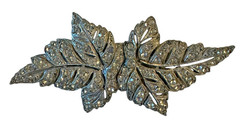 Vintage Coro Duette Leaves Convertible Brooch Pin Silver Clear Rhinestone Pin