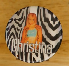 Vintage Pinback Button Y2K Era Christina Aguilera Pop Music Artist Zebra Print