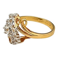 Vintage 1960s Vargas CZ Cluster Ring 18KT Gold Plate Size 7 Mid Century – 5T