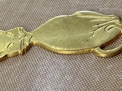 Vintage Raw Brass Sitting Cat Stamping 38x20mm Flat Back Kitty Finding NOS Jewel