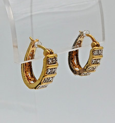 Ross Simons 925 CZ Hoop Earring 0.75in Sterling Silver 4gtw Gold Vermeil Channel