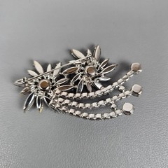 4 Vintage Aurora Borealis Rhinestone Crystal & Floral Brooches Gold/Silver Tone