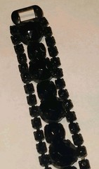 Vintage MCM Weiss Jet Black Rhinestone 7.5″ Bracelet – Statement Stunning