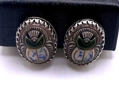 Vintage Whiting and Davis scarab Egyptian revival clip on earrings rare