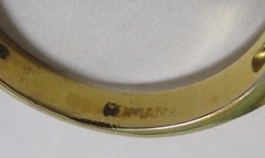 VINTAGE SIGNED ROMAN GOLD TONE PEAR CUT CRYSTAL BYPASS STATEMENT RING, MCM