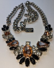 Y2K Era Pink Black Flower Chain Necklace American Eagle Women Fashion Jewelry