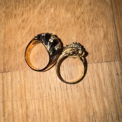2 Vintage 18K & 14k Yellow Gold Electroplate Size 6/6.5 9.6g