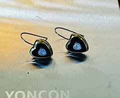 New Vintage Natural Diamond Etched Black Heart 14K Leaf Earrings Earring GF Hook