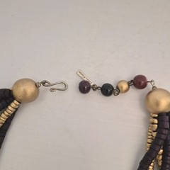 Casual Corner Multi Strand Wood Wooden Beaded Necklace Vtg Beautiful Colors