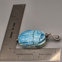 Vtg Scarab Pendent Egyptian Revival Turquoise Blue Color /vintage