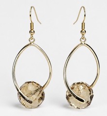Vintage Teardrop Earrings Champagne Glass Bead Gold Tone Dangle Drop Elegant