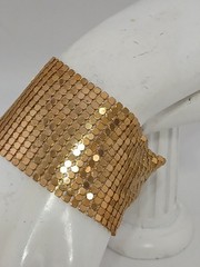 NOIR 1980s Gold Plated Wide Mesh Metal bracelet size 7 (read)