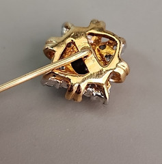 Vintage Sapphire Stick Pin Clear Cubic Zirconia Gold Plated