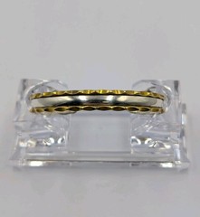 Vtg Sterling Silver & Brass Plated Scalloped Edge 2-Tone Cuff 925 Bracelet – 7″
