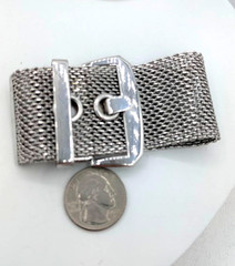 Vintage Mesh Bracelet Wide Adjustable Belt Buckle Statement Cuff