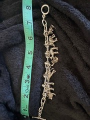 NIB Vintage Neiman Marcus FineArt 925 Silver Jungle Animals Charm Bracelet 70.3g
