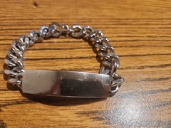 Vintage Nickel Silver ID Bracelet Curb Chain 8.5” Chunky Link