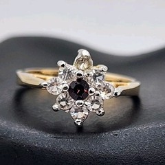 Vintage 14KT GE Gold Plated Ring Size 5 Unknown Purple Stone Gift Box