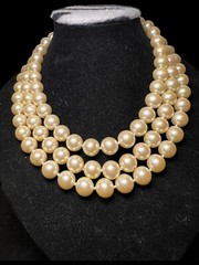 Vintage Signed CAROL LEE Faux Pearl Multistrand Necklace 18”