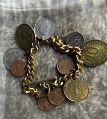 Vintage 1960’s And Rare Coin Charm Bracelet