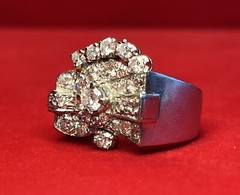 1970s Fine Platinum Over 1.5CT in Diamonds Retro Ring Size 6