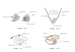 Shell Flower Jewelry Set Waterproof Gold Tone Stainless Steel Vintage