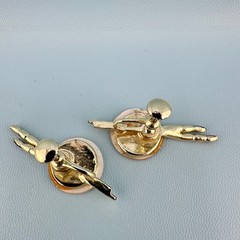 Vintage Artist Painter Pallet Earrings Lot MOP Multicolor Rhinestone Paint Brush