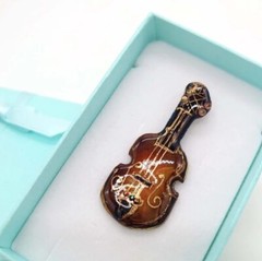 Violin – Japanese cloisonné enamel Pin Badge Brooch Made-to-order NEW