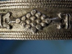 Vtg Israel Silver Cuff Bracelet 46 Grams Grapes & Palm Tree Hinged w/Pin Judaica