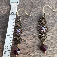 Elegant Victorian Style Purple Jewel Dangle Drop Fancy Earrings