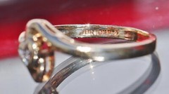 10k yellow gold ring natural diamond heart size 6 handmade 2.15gr N195
