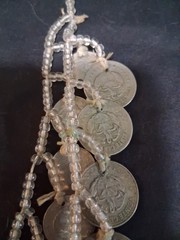 Coins From Around The World Necklace 1930s-60s Clear Beads String Custom Made
