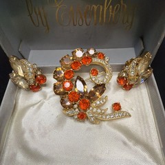 Vintage Signed Eisenberg ICE Brooch Pin & Clip Earrings – Original Box -stunning