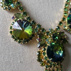 Vintage Juliana Necklace Watermelon Rivoli Rhinestone Tassel Please READ