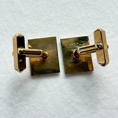 5 Pair SWANK Mid-century Vintage 1950s Cufflinks, Leather, Blue Glass, Love Knot