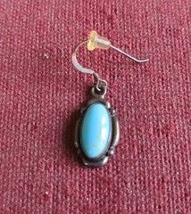 Vintage Italian 925 Sterling Silver Turquoise Dangle Earring Post-1968 Hallmark