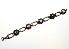 Vintage Art Deco Victor Mayer Silver Good Luck Bracelet Mahogany Wood Panel