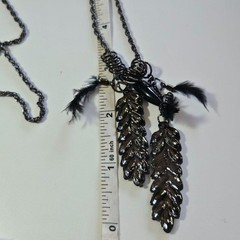 Dark gray silver tone necklace 37-39″