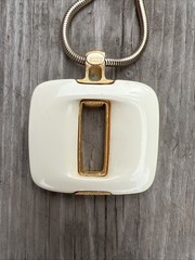Vintage LANVIN IVORY KEYHOLE PENDANT NECKLACE