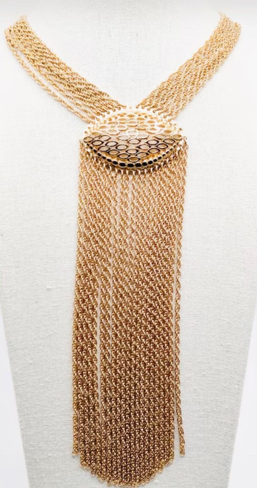 Rare Vintage Monet 70s Sculptural Multi Strand Tassle Necklace