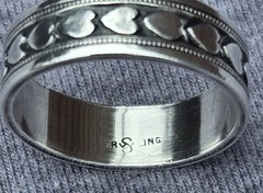 Vintage Sterling Silver J D SCHLANG CO Art Deco Heart Band Ring Sz 7.25