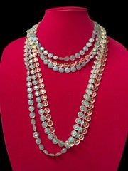 Vintage Early Plastic Faceted Discs Necklace Multiple Strands Blue And Clear