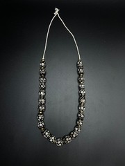 Vintage Black Patterned Glass Bead Necklace | Artisan Glass Necklace