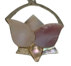 Vintage Alpaca Mexico 1980s Mother of pearl lotus flower earrings