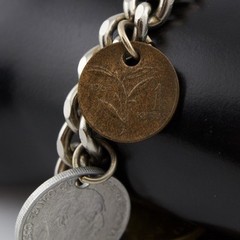 Vintage World Traveler Foreign Coin Charm Bracelet Mid-Century 1950s to 1960s
