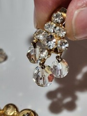 Juliana DE Delizza Elster Cha Cha Rhinestone Crystal Dangle Brooch and Earrings