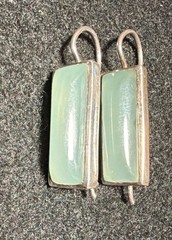 Silver Tone Aqua Glass Hook Clap Drop Dangle Earrings
